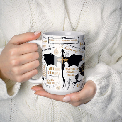 Fourth Wing Quote Mug Fantasy Bookish Gift, Dragon Rider Coffee Cup, Basgiath War College Merch, Violet Sorrengail and Xaden Riorson Fan