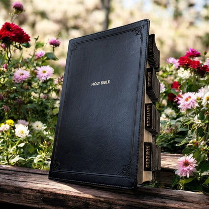 Custom Black NKJV Tabbed BIBLE with Tabs Christian Gift for Him Dad Men Her Women Confirmation Communion Baptism Catholic Wedding Birthday