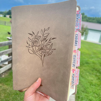 Birthflower NLT PERSONALIZE Bible, nlt Bible, Bible with Installed Laminated Tabs,  NLT Gift Bible, Holy Bible, Bible Tab Package Hosana Revival, Birthmonth