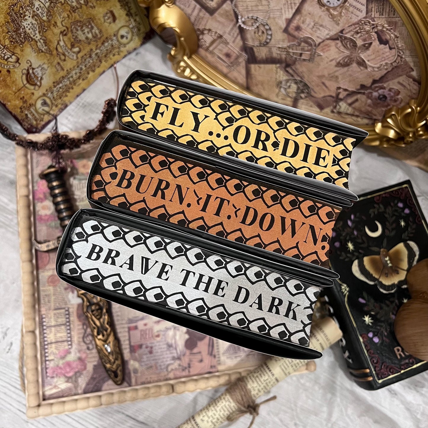 Fourth Wing or Iron Flame or Onyx Storm | Rebecca Yarros | Custom | Stenciled Painted Edges | Bookish Stickers and Bookmark included |