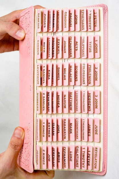 Custom Pink KJV Tabbed BIBLE with Tabs Christian Gift for Her Mom Women Girls Baptism Catholic Confirmation Communion Study Wedding Birthday