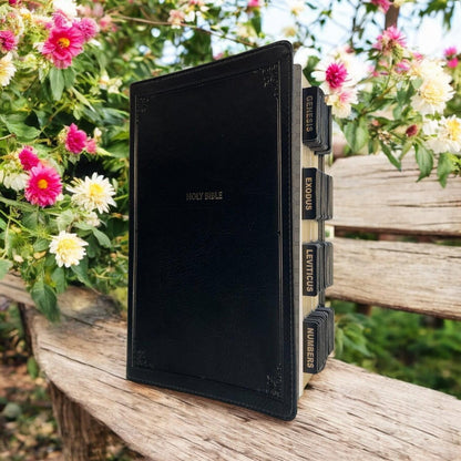 Custom Black NKJV Tabbed BIBLE with Tabs Christian Gift for Him Dad Men Her Women Confirmation Communion Baptism Catholic Wedding Birthday