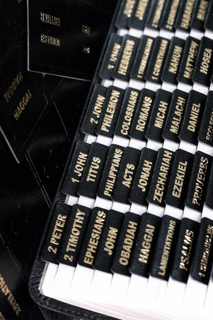 Custom Leather Black KJV Tabbed BIBLE with Tabs Christian Gift for Him Dad Men Her Communion Baptism Catholic Confirmation Wedding LARGE Birthday