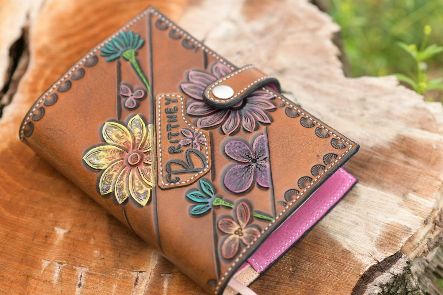 Customizable Hand-Tooled Leather Bible cover