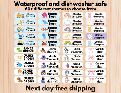 102 Waterproof Daycare Labels, Dishwasher Safe , Iron on, Summer camp name labels, School Supply, Customized Labels, Water bottle name label
