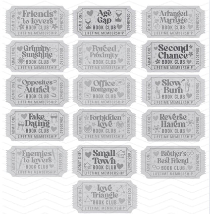 Bookish Ticket | Bookclub Ticket | Bookshelf Decor | Bookish Decor | Romance Books | Bookworm | Book Lover