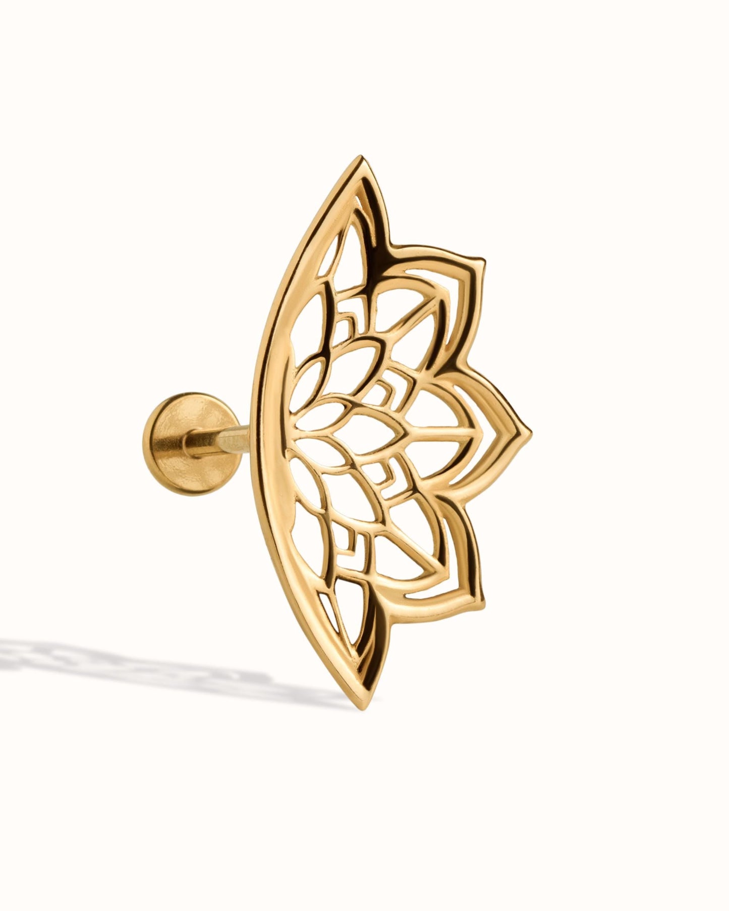 Boho Helix Earring • Geometric Mandala Lotus Flower Hidden Helix • Piercing 18G 16G • Cartilage Bohemian Silver Spiritual Jewelry •  CRT023