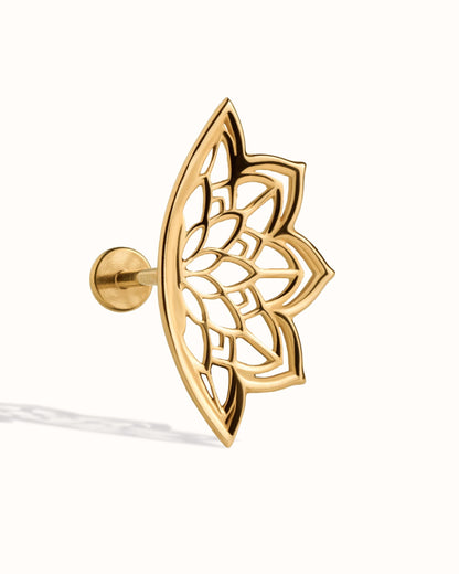 Boho Helix Earring • Geometric Mandala Lotus Flower Hidden Helix • Piercing 18G 16G • Cartilage Bohemian Silver Spiritual Jewelry •  CRT023