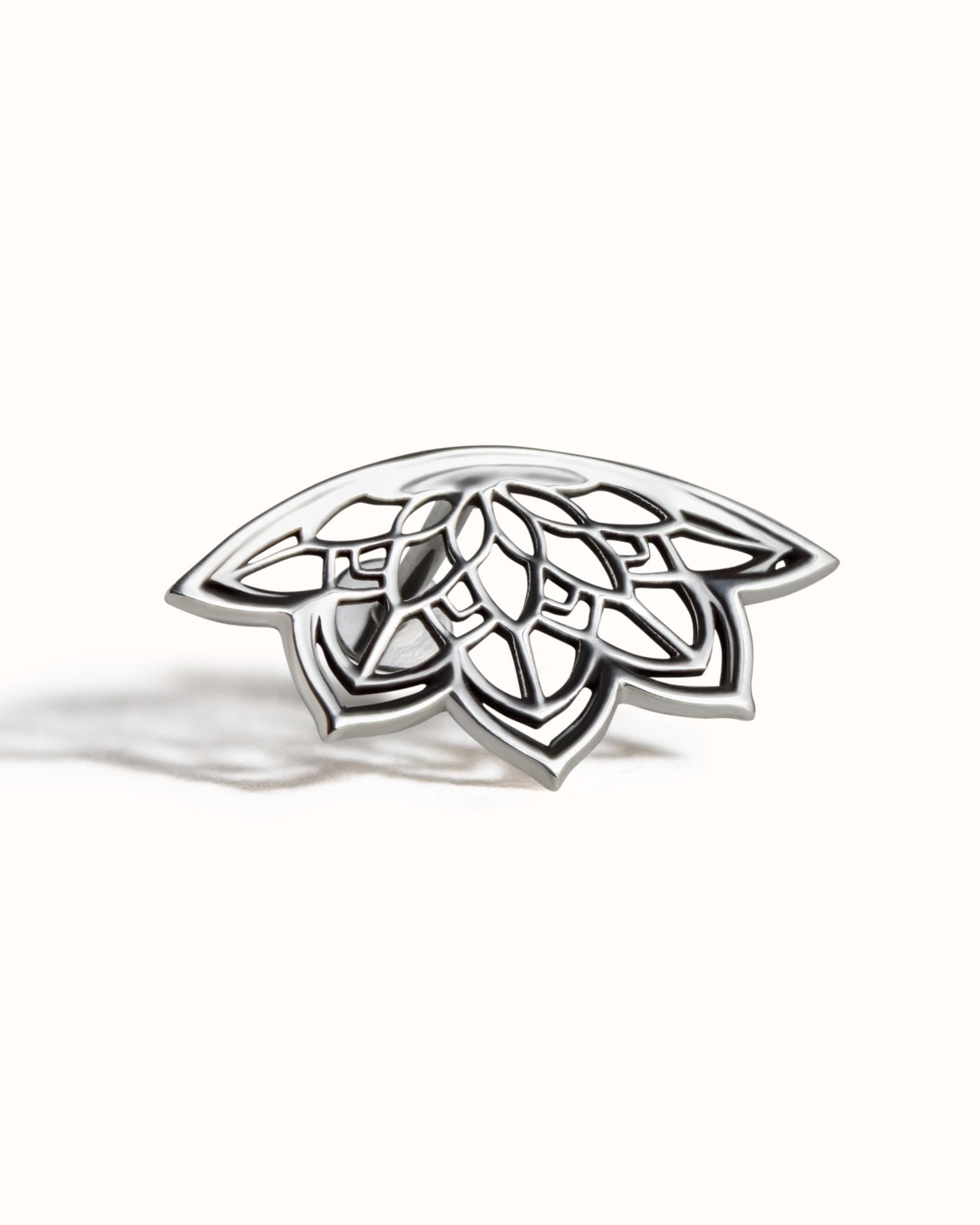 Boho Helix Earring • Geometric Mandala Lotus Flower Hidden Helix • Piercing 18G 16G • Cartilage Bohemian Silver Spiritual Jewelry •  CRT023