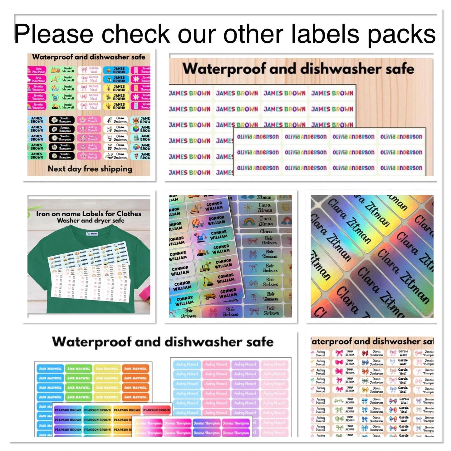 102 Waterproof Daycare Labels, Dishwasher Safe , Iron on, Summer camp name labels, School Supply, Customized Labels, Water bottle name label