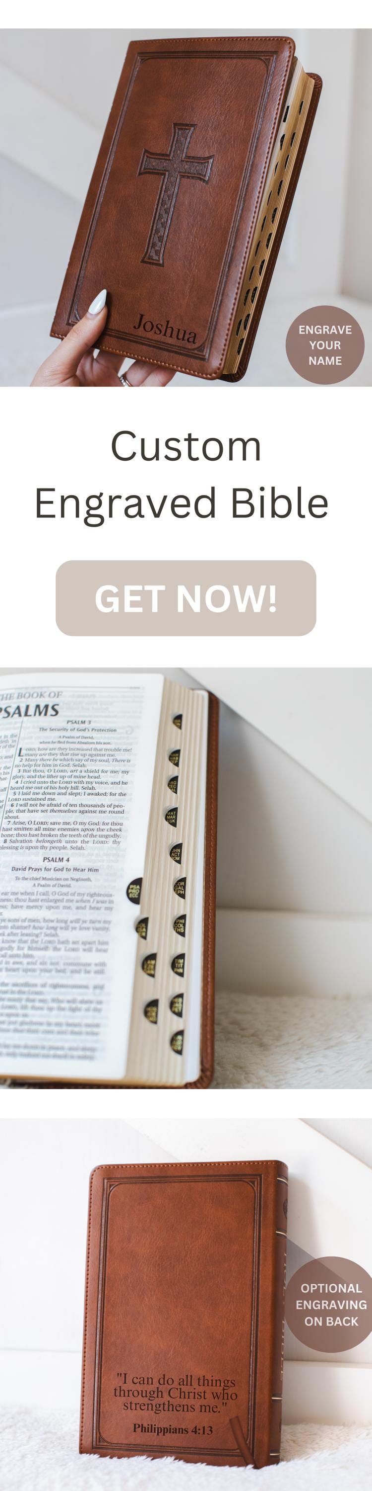 Custom Engraved Bible Personalized Christian Gift for Baptism Custom Name Engraved KJV Bible for Men Gift for Confirmation Bible Custom KJV