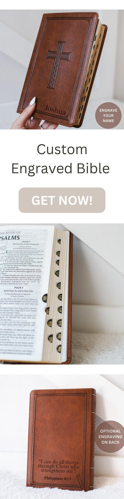 Custom Engraved Bible Personalized Christian Gift for Baptism Custom Name Engraved KJV Bible for Men Gift for Confirmation Bible Custom KJV