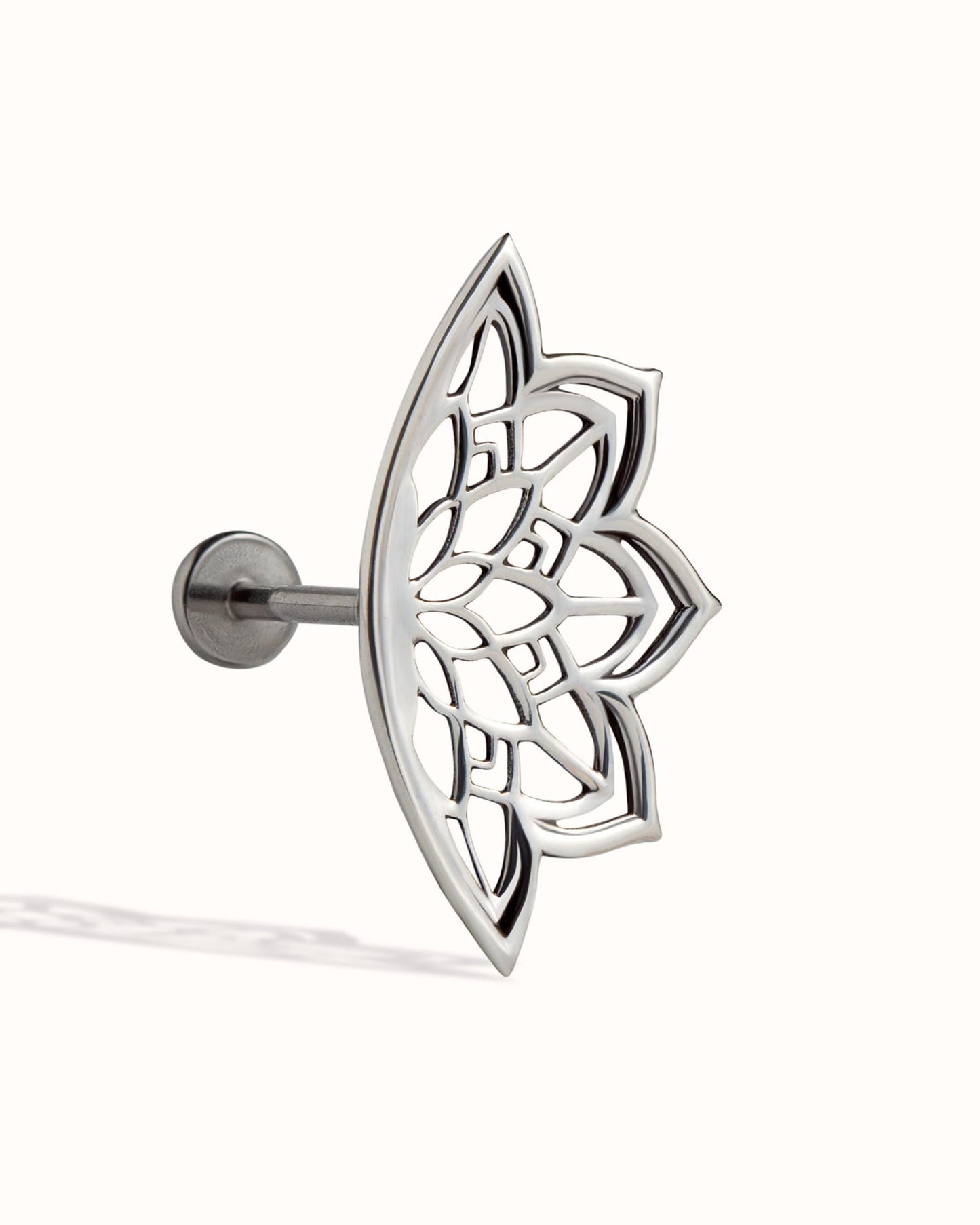 Boho Helix Earring • Geometric Mandala Lotus Flower Hidden Helix • Piercing 18G 16G • Cartilage Bohemian Silver Spiritual Jewelry •  CRT023