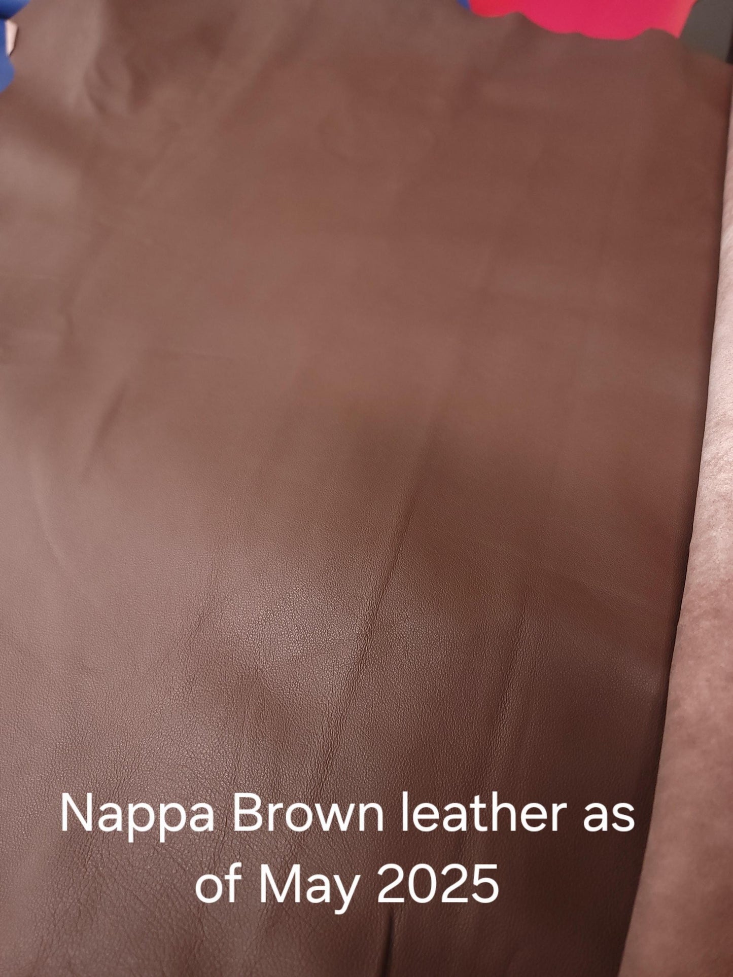 Brown Nappa sheepskin leather ESV Personal Size Extra Large Print Bible with light tan perimeter stitching and three ribbons