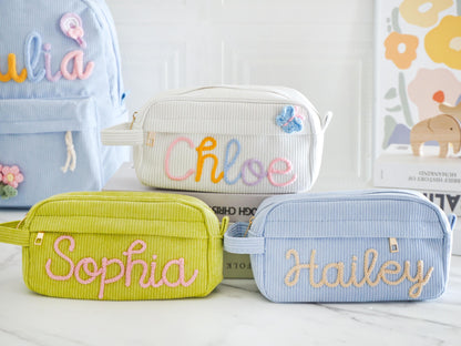 Personalized Pencil Case, Back To School Gift, Custom Name Corduroy Pencil Case For Kids, Girls Pencil Pouch, Girls /Boys Birthday Gift